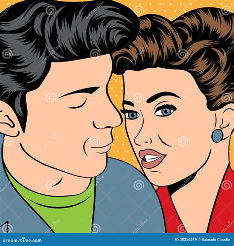 Pop Art Kissing Couple Stock Illustration Illustration Of Woman 38250519