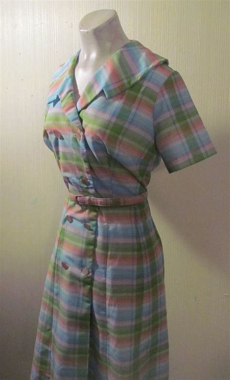 1950 s plaid cotton day dress by beaumondevintage on etsy 68 00 day dresses fashion