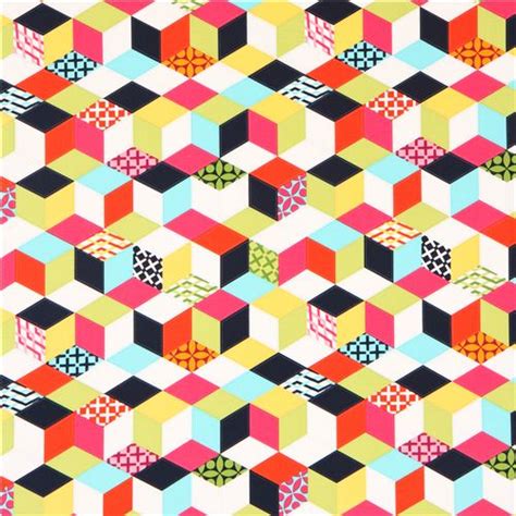 Colorful Pattern Cube Geometric Shape Fabric Michael