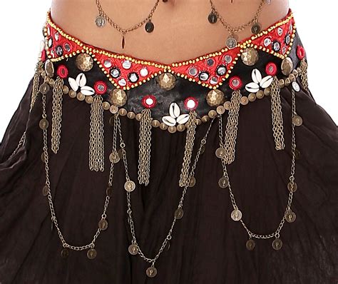 Tribal Belly Dance Belt With Shisha Mirrors Coins And Shells