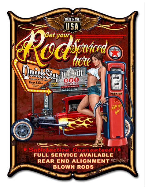 Hot Rod Pin Up Girl Sign Get Your Rod Serviced Here Garage Sign X