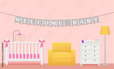 Baby Room Interior Vector Kids Childrens Bedroom For Baby Girl Pink