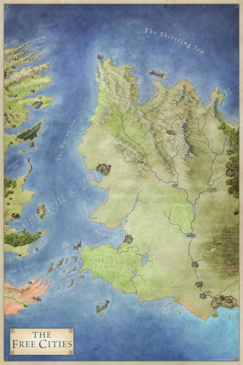 The Free Cities Map For Game Of Thrones Fantastic Maps