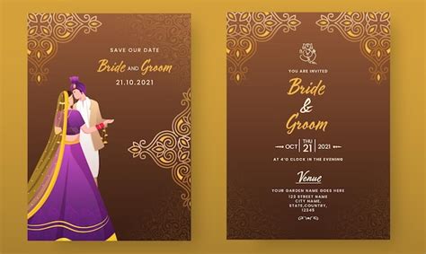 Premium Vector Traditional Indian Wedding Invitation Template Layout