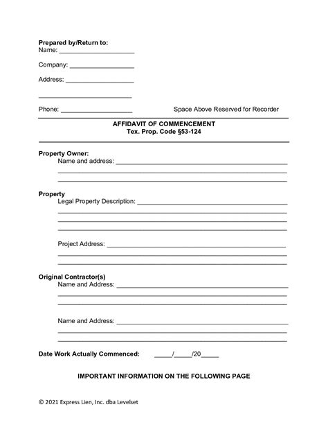 Information about drawing up your own estate plan is available on the internet, through various types of software, and you can always find a form will in a book store. Texas Affidavit of Commencement Form | Free Template