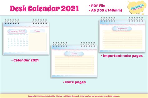 Desk Calendar 2021 Template By Mascuteestudio Thehungryjpeg