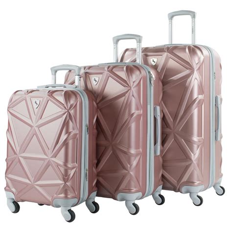 Amka Gem 3 Piece Rose Gold Hardside Expandable Spinner Luggage Set