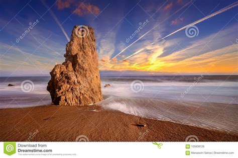 Sunset El Matador State Beach Malibu Stock Photo Image Of Beauty