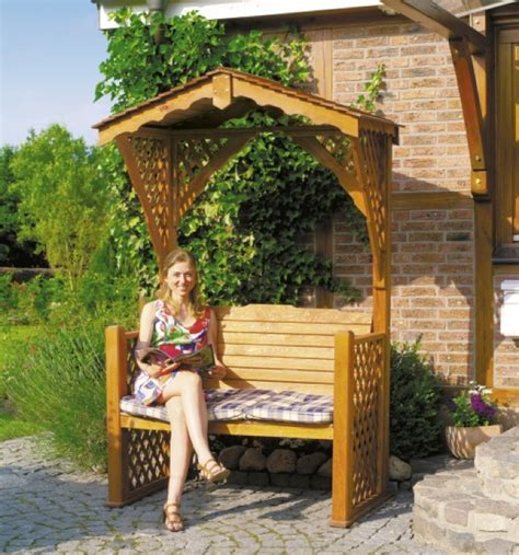 4.4 stars, based on 15858 reviews Gartenbank Romantik-Holzbank für 2 mit Dach Pergola ...