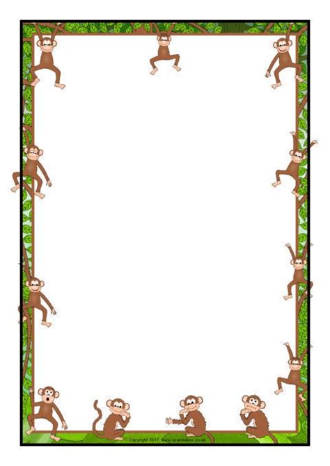 A Frame With Monkeys Hanging From The Branches