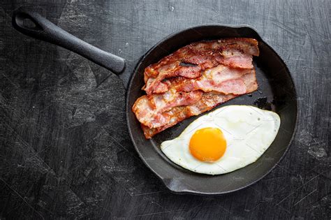 Fried Eggs And Bacon Stock Photo Containing Bacon And Egg Bacon