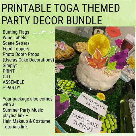 Toga Party Printable Party Pack Toga Photo Booth Props Etsy