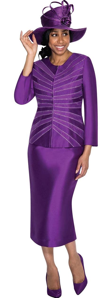 Gmi G5253 Purple Ladies Rhinestone Embellished Suit Women Church