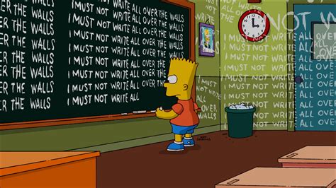 The Simpsons Bart Detention Write Chalkboard Humor Cartoons Wallpapers Hd Desktop And
