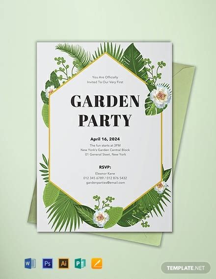 garden party invitation template word psd
