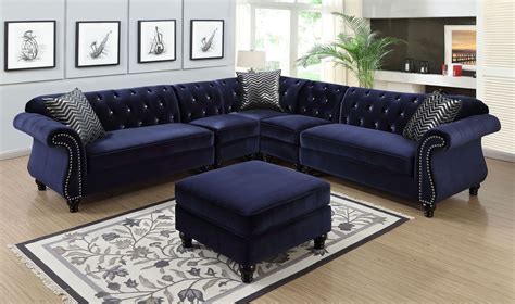 Jolanda Blue Sectional Sofa Cm6158bl Annabella Furniture Of America
