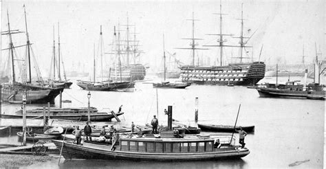Ships In Portsmouth Harbour Gosport Around 1890 Hms