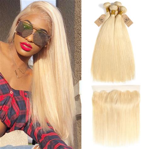Brazilian Virgin Hair 613 Blonde Extensions Straight Hair With Lace