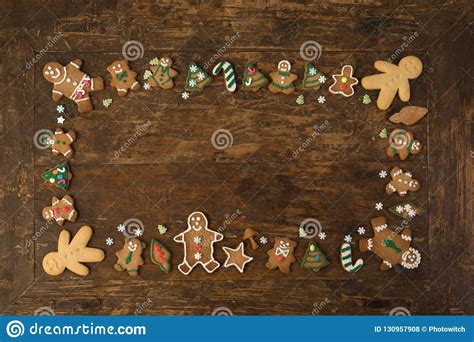 Border Of Gingerbread Cookies Stock Photo Image Of Baked Biscuits