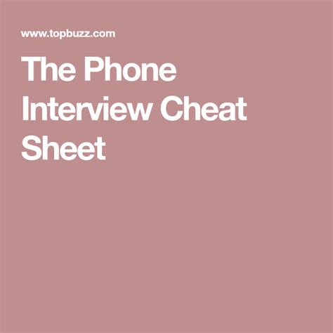 The Phone Interview Cheat Sheet Phone Interviews Cheating