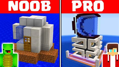 Minecraft Noob Vs Pro Best Modern House On Water By Mikey Maizen And
