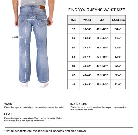 Stacked Jeans Size Chart