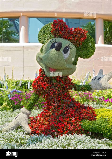 Minnie Mouse Topiary At Epcot Disney World Florida Usa Stock Photo