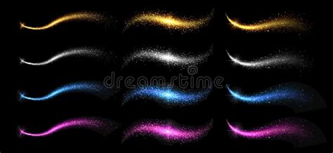 Sparkle Stardust Golden Glittering Magic Vector Waves With Gold