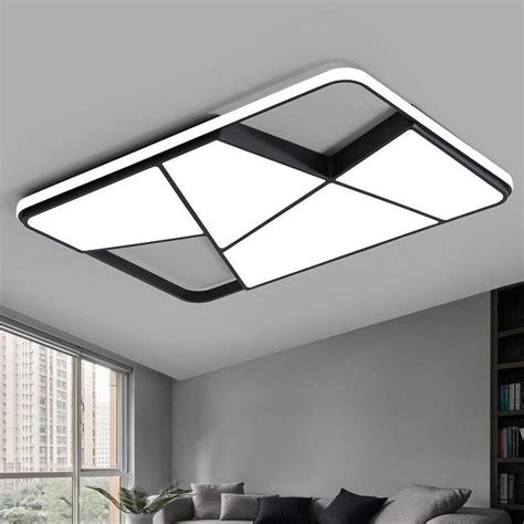 Blackwhite Rectangle Modern Led Ceiling Lights For Living Room With R