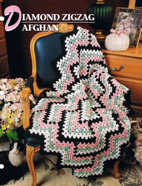 Diamond Zig Zag Annies Attic Crochet Afghan Pattern Instruction