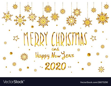 Gold Merry Christmas And Happy New Year 2020 Year Vector Image
