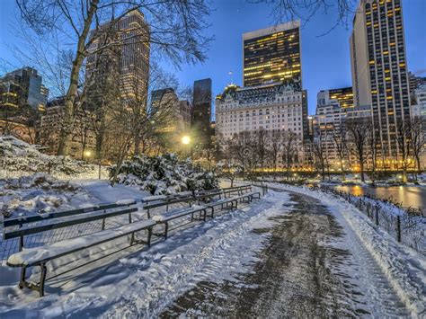 Central Park New York City After Snow Stock Image Image Of Scenery