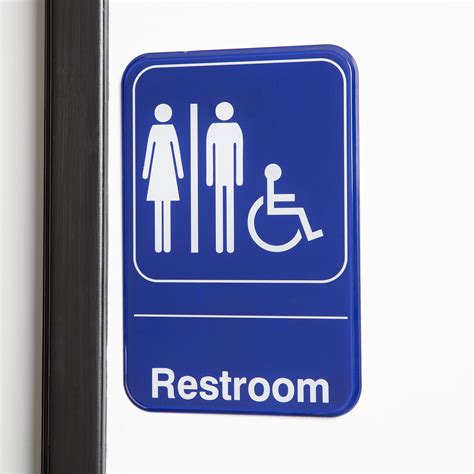 Handicap Accessible Restroom Sign Blue And White 9 X 6