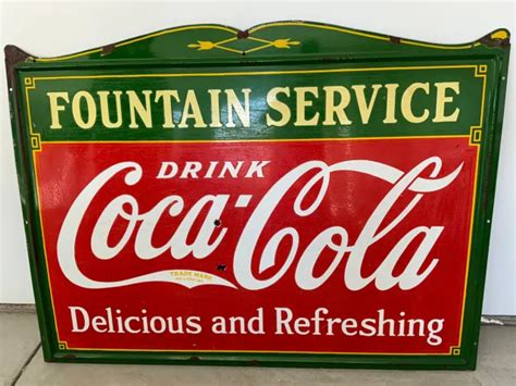 Large Porcelain Coca Cola Soda Fountain Sign Original Very Rare