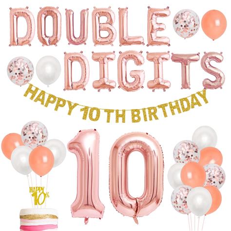 Buy 10th Birthday Decorations Rose Gold For Girls Double Digits Happy