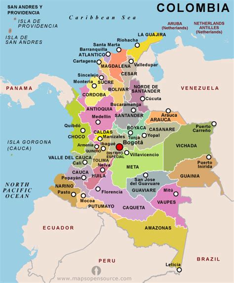 Departamentos Y Capitales De Colombia Tierra Colombiana