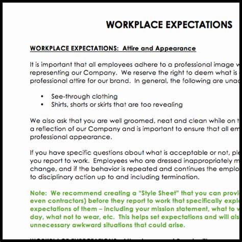 Employee Expectations Template