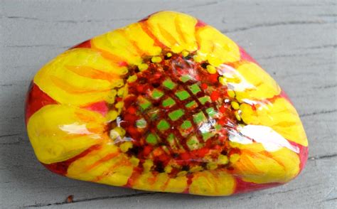 Sunflower Hand Painted Rock Etsy
