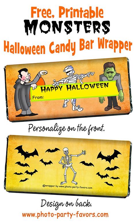 See more ideas about candy wrappers, candy bar wrappers, wrappers. Free, Printable Halloween Monsters Candy Bar Wrappers ...