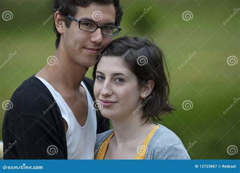 Teenage Boy And Girl Together In Park Stock Image Image Of Person