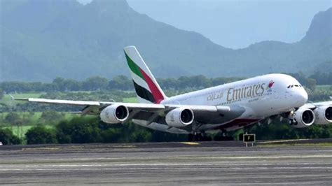 Emirates Airbus A380 861 Take Off From Mauritius Shot From Inside