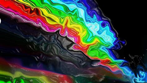 🥇 Abstract Multicolor Liquid Rainbows Trippy Digital Art Wallpaper