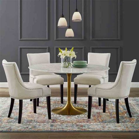The dailymail shop is bringing you great deals on lots of benjara end tables including round metal end table with ceramic top and metal frame, white and gold. Lippa 54inch Round Dining Table in Gold White- Modern In ...