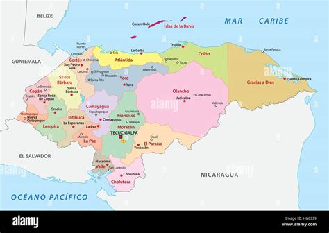 Honduras Mapa Político Y Administrativo Imagen Vector De Stock Alamy