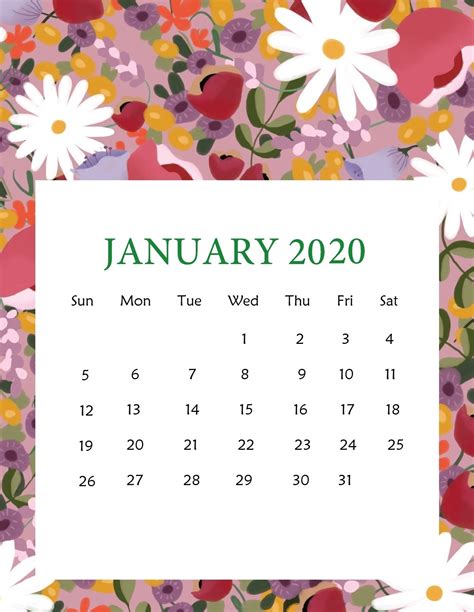 Cute January 2020 Calendar For Classroom Management Free Printable