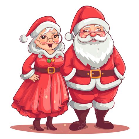 Lindo Santa Y La Señora Claus Vector Png Dibujos Pegatina Clipart Un