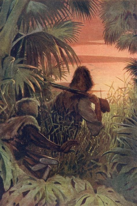 Robinson Crusoe And Man Friday In The Wood From Robinson Crusoe By Daniel Defoe Published C1911