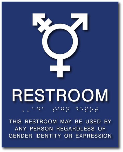 All Gender Restroom Sign With Braille And Gender Neutral Symbol