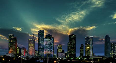 Houston Evening Skyline Ca 1980 Photograph By Mountain Dreams Pixels