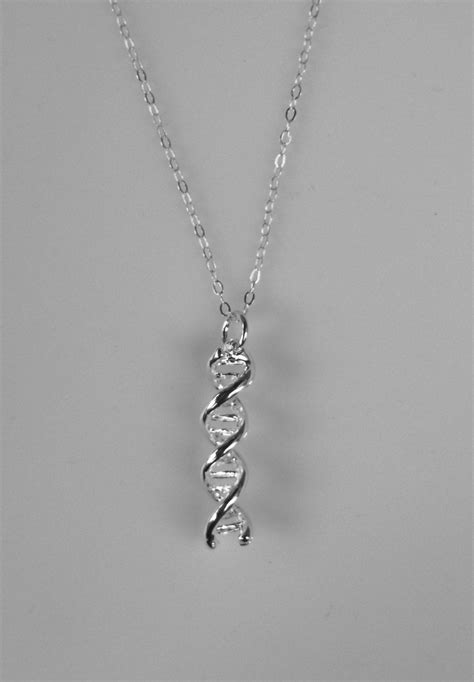 Silver Dna Necklace Science Jewelry 3d Dna Double Helix Biology